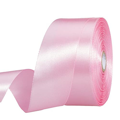 1 1 2 Inch Pink Solid Satin Ribbon for Gift Wrapping (150 Foot)
