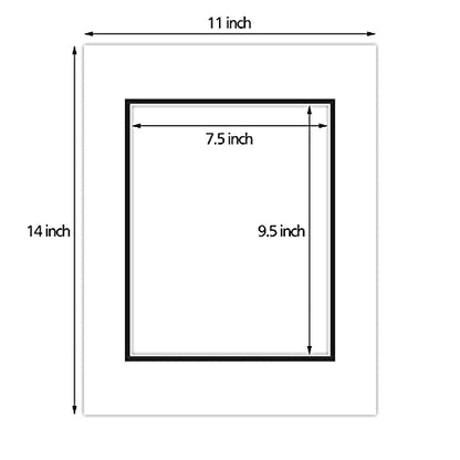 5 Pack Double mat 11x14 for 8x10 Photo White Over Black