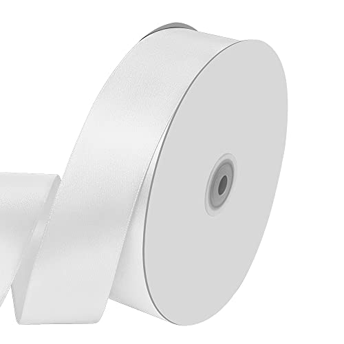 1-1/2" x 100 Yards White Satin Ribbon Crafts Gift Wrapping (300 Foot)