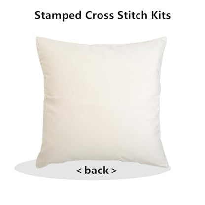 Stamped Cross Stitch Kits for Adults Beginners Pillow Needlepoint Kit with Embroidery Pattern Needlework Kit Prestamped Stitches Kit 11CT Cross Stitching