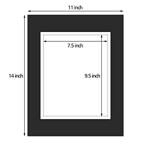 5 Pack Double mat 11x14 for 8x10 Photo Black Over White