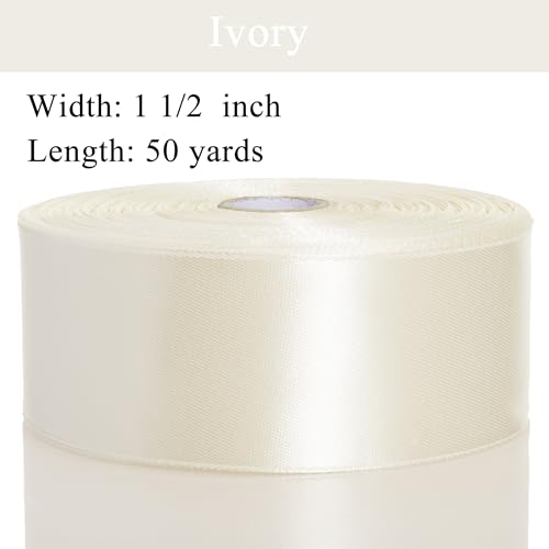 1 1 2 Inch Ivory Solid Satin Ribbon for Gift Wrapping