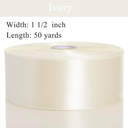 1 1 2 Inch Ivory Solid Satin Ribbon for Gift Wrapping