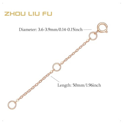 18K 750 Real Rose Gold Extender for Necklace Bracelet Anklet Extenders for Jewelry Gold Extension for Women Men Durable Adjustable Chain Accessories 1.97Inch