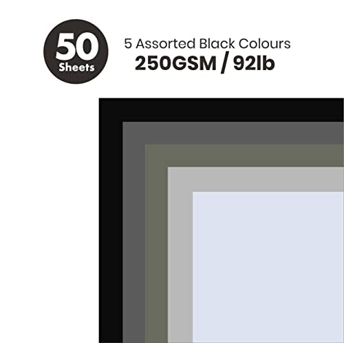 Black Colored Cardstock Thick Paper 50 Sheets