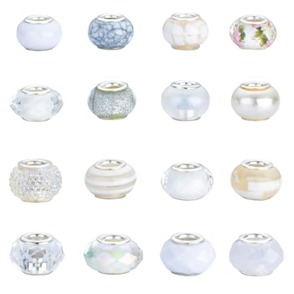 White Mix Large Hole Beads (100 Count)