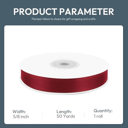 5 8" x 50 Yards Wine Red Satin Ribbon Crafts Gift Wrapping