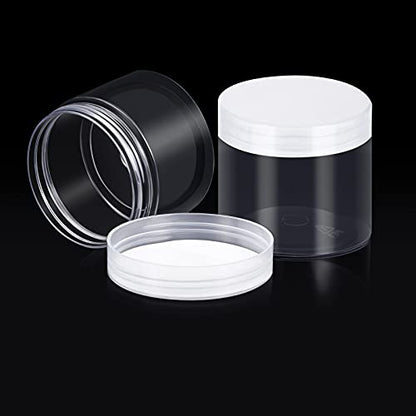 12 Pack 7 oz Plastic Container Jars with Lids Round Clear Travel Cosmetic Container Jars for Toiletries (12 Count)