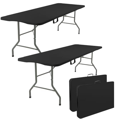 2 Pack 6 Feet Portable Folding Table Black