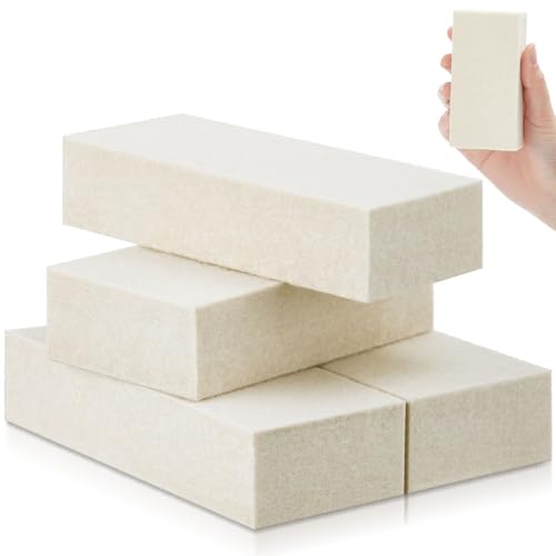 4 Pcs Thickened Felt Blocks Wool Soft Felt Squeegee Reusable Window Tint Tools Automotive Vinyl Wrapping Tool 1'' x 2'' x 4'' Whit Car Glass Mirror Film Installing Tool (4 Count)