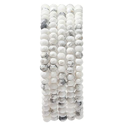 Natural White Howlite Beads 4x2mm 120pcs Faceted Rondelle Loose Semi Gemstone Beads for Jewelry Making Design (120 Count)