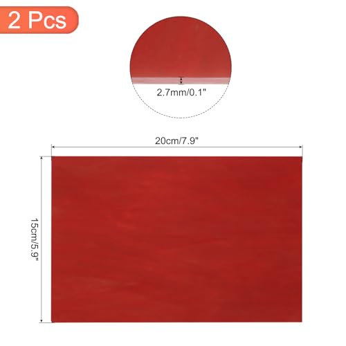 2 Pcs Stained Glass Sheet Mosaic Tile 7.9 Inch x 5.9 Inch Deep Red Stained Glass Sheets for Crafts DIY Art Project