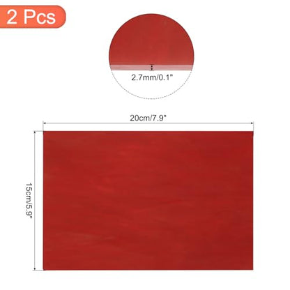 2 Pcs Stained Glass Sheet Mosaic Tile 7.9 Inch x 5.9 Inch Deep Red Stained Glass Sheets for Crafts DIY Art Project