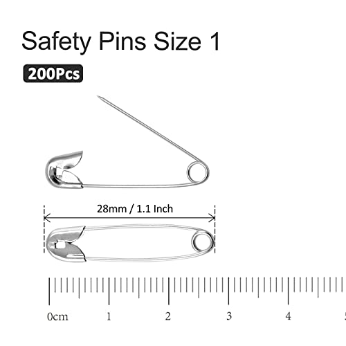 200 PCS 28mm Safety Pins Nickel Plated (200 Count)