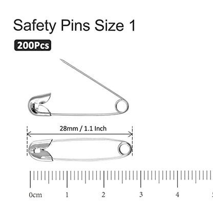 200 PCS 28mm Safety Pins Nickel Plated (200 Count)
