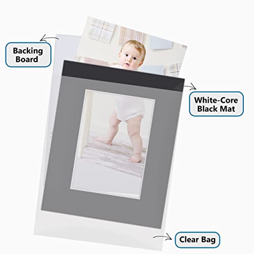 10 Pack 11x14 Black Picture Mat Kit for 8x10 Photo with Bevel Cut