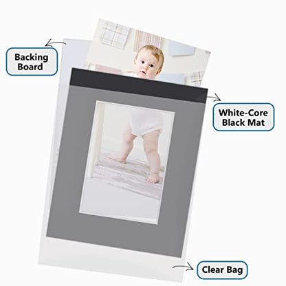 10 Pack 11x14 Black Picture Mat Kit for 8x10 Photo with Bevel Cut