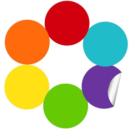 6" Round Large Colored Stickers Labels