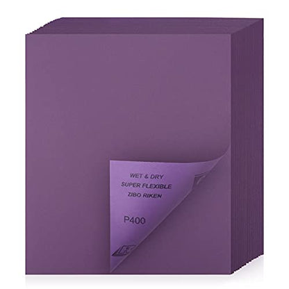 400 Grit Sanding Sheets 20 PCS 9 x 11 Inch Purple Alumina (20 Count)