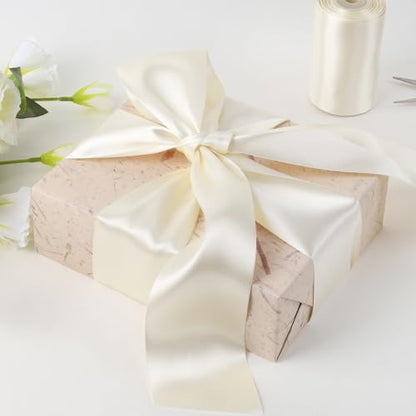 Ivory Satin Ribbon 4 Inch x 10 Yards Double Faced