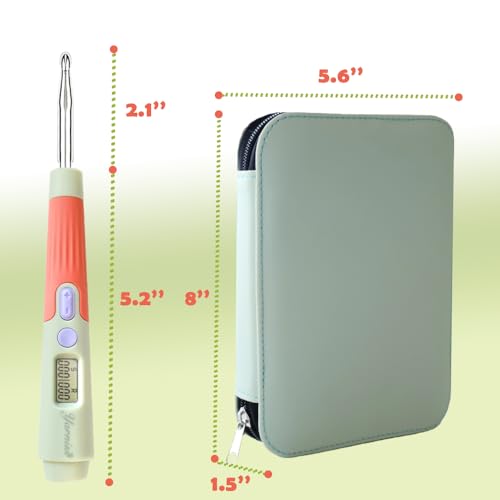 18 Size Light Up Counting Crochet Hooks Set with Case 2.0mm (18 Count)