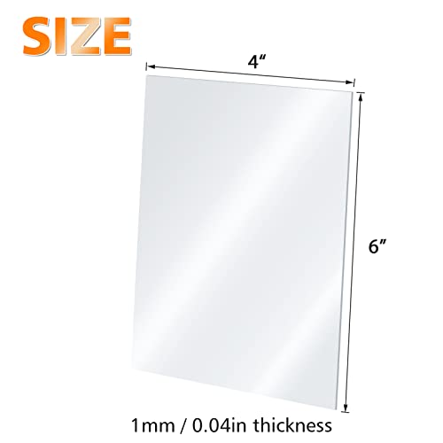 Plexiglass Sheets Acrylic Sheets 6 Pack of 4x6’’ 0.04 Thick Clear Plastic Cast Transparent Plexi Glass for Crafting Projects (6 Count)