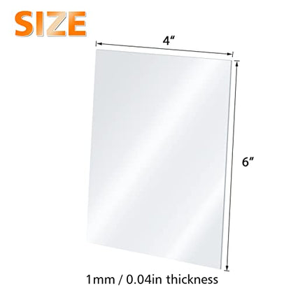 Plexiglass Sheets Acrylic Sheets 6 Pack of 4x6’’ 0.04 Thick Clear Plastic Cast Transparent Plexi Glass for Crafting Projects (6 Count)