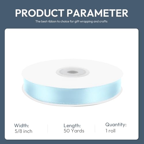 5 8" x 50 Yards Baby Blue Satin Ribbon Crafts Gift Wrapping