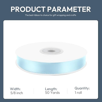 5 8" x 50 Yards Baby Blue Satin Ribbon Crafts Gift Wrapping