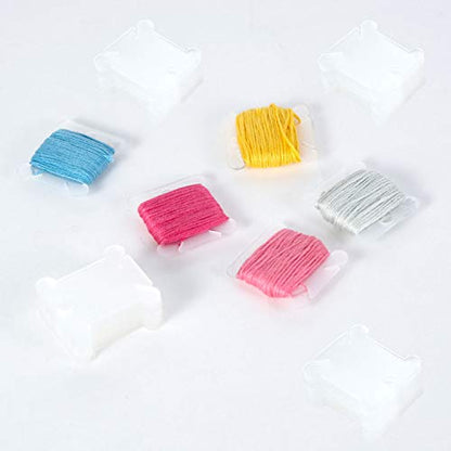 200 Pieces Plastic Floss Bobbins with Bobbin Winder for Cross Stitch Cotton Thread Craft DIY Sewing Storage