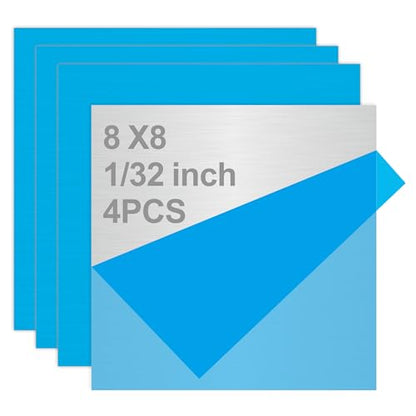 4PCS 8"x8"x1 32 Stainless Steel Metal Plates for Magnetic Mount Board Wall (4 Count)