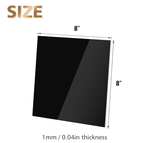 8" x 8" Black Plexiglass Sheets 6 Pack 0.04 Inch Cast Acrylic Sheet Thick for DIY Craft Projects