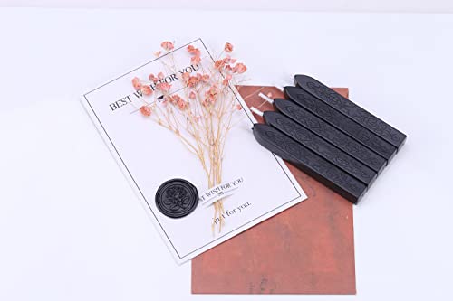 5Pcs Black Sealing Wax Sticks with Wicks for Wax Seal Stamp (5 Count)
