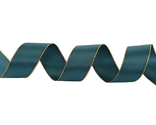 1" Inch Double Faced Satin Ribbon 25 Yards with Gold Edges