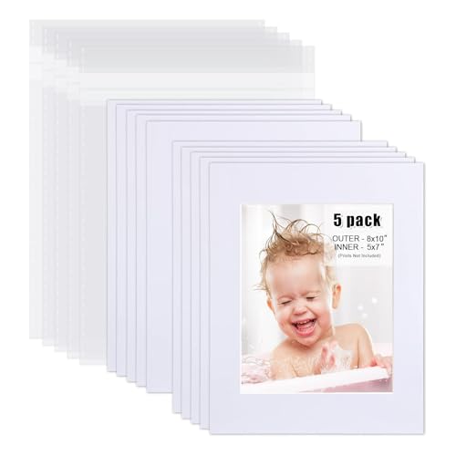 Pack of 5 White Mat Board Pre