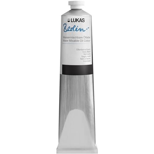 Berlin Pro Artists Water Mixable Oil Paint 200 ml Tube Ivory Black (6.7628 Fl Oz)