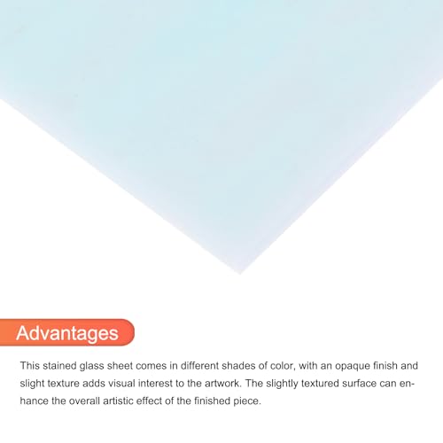 2 Pcs Stained Glass Sheet Mosaic Tile 7.9 Inch x 5.9 Inch Light Blue Stained Glass Sheets for Crafts DIY Art Project