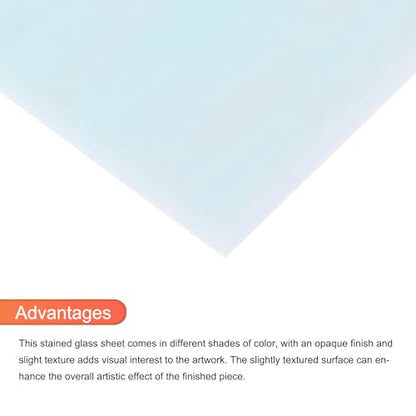 2 Pcs Stained Glass Sheet Mosaic Tile 7.9 Inch x 5.9 Inch Light Blue Stained Glass Sheets for Crafts DIY Art Project
