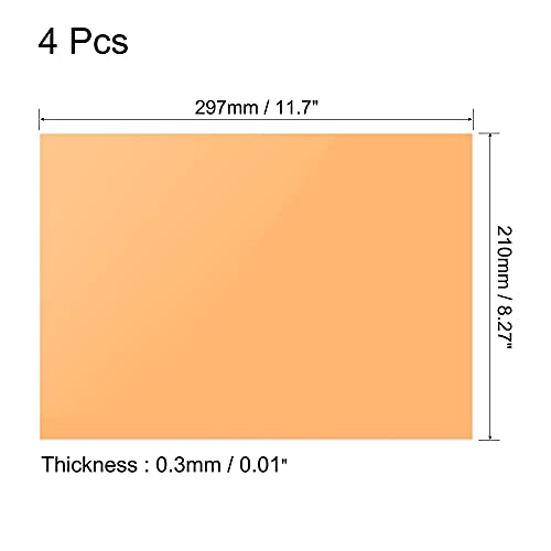 4Pcs A4 Gel Light Lighting Filter Overlay Transparent Color Correction Plastic Vinyl PVC Sheets Photography Television Orange (4 Count)