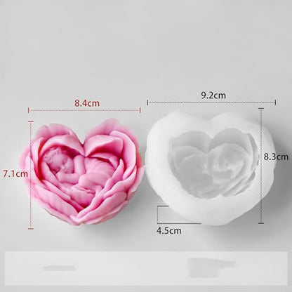 Heart Rose Flower Succulent Candle Mold