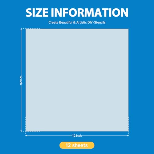 12 Pack 10mil Mylar Stencil Sheets 12x12 Inch Template Material for Crafts (12 Count)