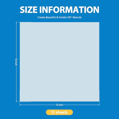 12 Pack 10mil Mylar Stencil Sheets 12x12 Inch Template Material for Crafts (12 Count)