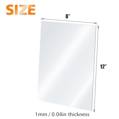 Plexiglass Sheets Acrylic Sheets 6 Pack of 8x12’’ 0.04 Thick Clear Plastic Cast Transparent Plexi Glass for Crafting Projects