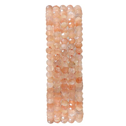 Natural Sunstone Beads 4x2mm 120pcs Faceted Rondelle Loose Semi Gemstone Beads for Jewelry Making Design (120 Count)