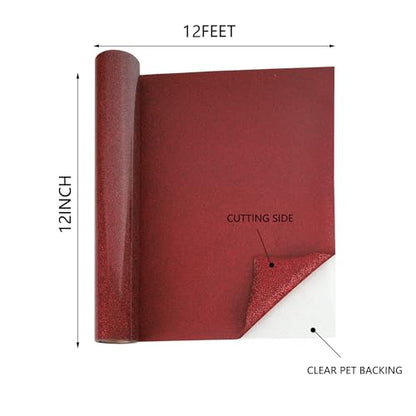 RENLITONG Red Glitter Heat Transfer Vinyl HTV Vinyl Rolls