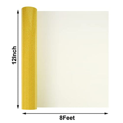 Glitter Fluorescent Gold HTV Heat Transfer Vinyl Rolls
