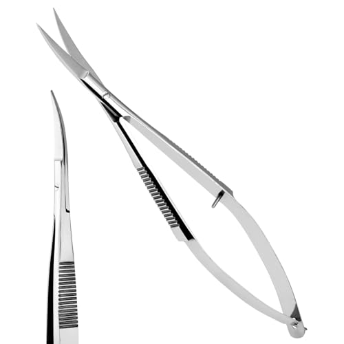 Cross Edge Curved Spring Scissors 5 Inch Stainless Steel Precision Eyebrow & Eyelash Shaping & Trimming Scissor