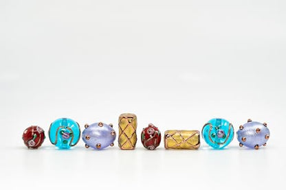 8 pcs Mix of Bohemia Lampwork Czech Glass Beads with Pearl Decorated Beads (8 Count)