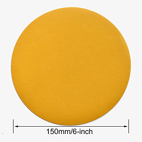 6-Inch No-Hole Hook and Loop Gold Sanding Discs 400-Grit, 100-Pack (100 Count)