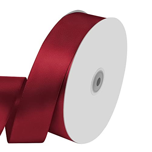 1-1/2" x 100 Yards Wine Red Satin Ribbon Crafts Gift Wrapping (300 Foot)